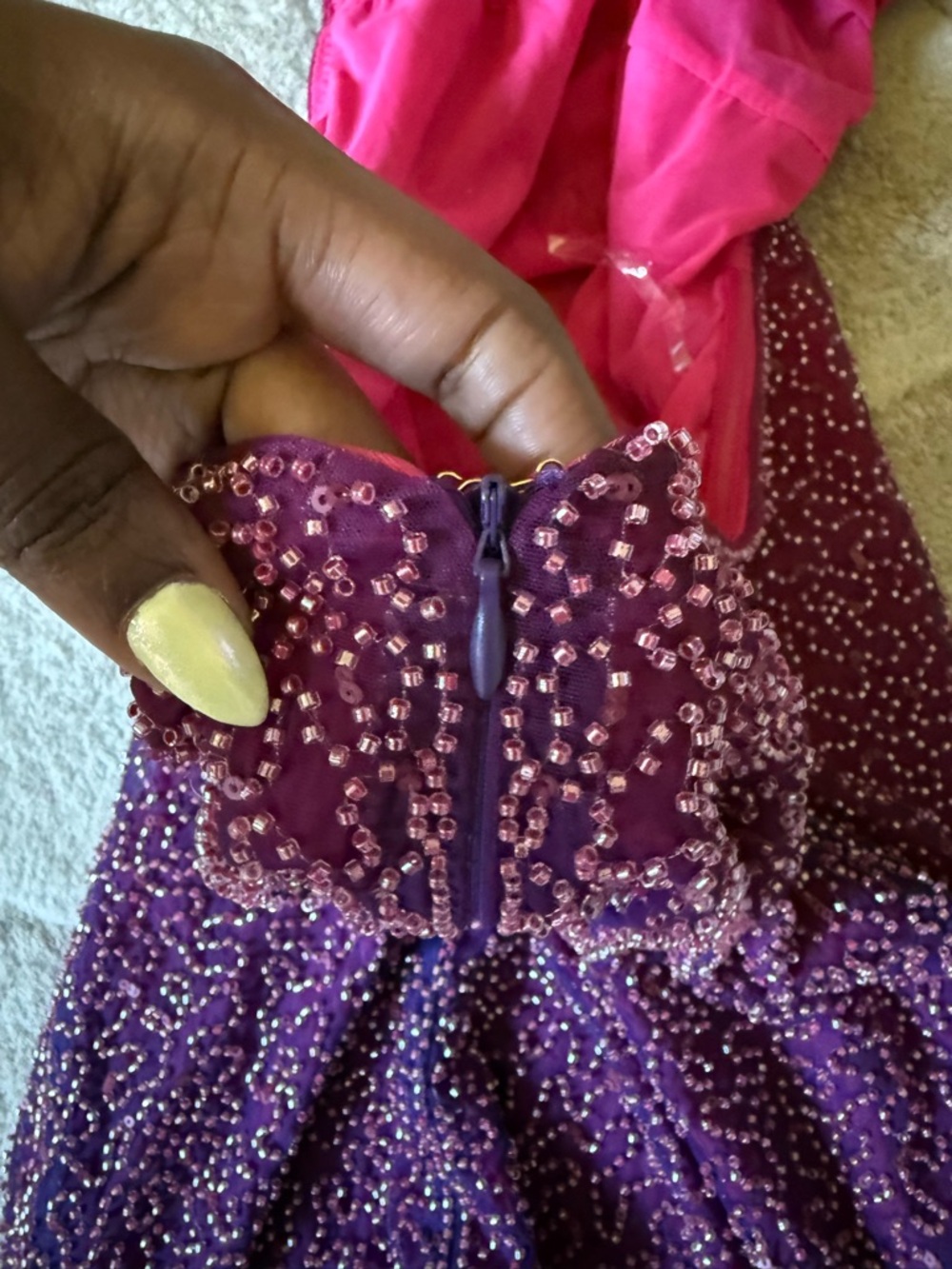 OH POLLY Namur Embellished
Halter Neck Mini Dress Pink Purple
Ombré US 4 UK 8 - Picture 5 of 8